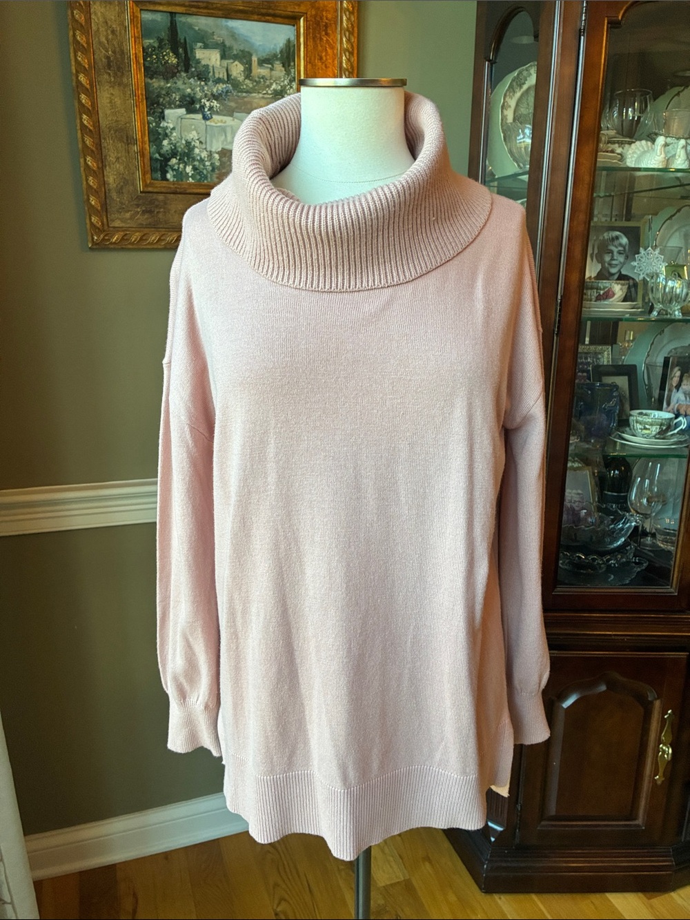 LOFT Pink Cowl Neck Long Sleeve Sweater Size Large